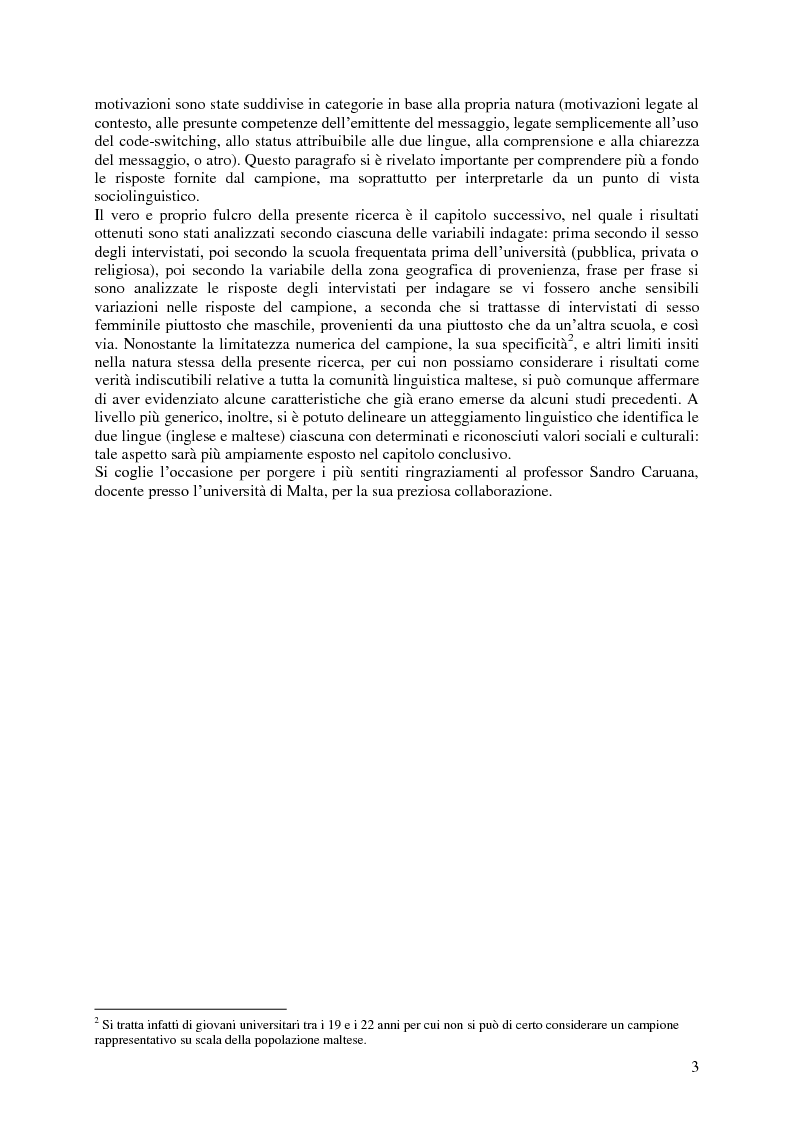 Anteprima della tesi: Il code-switching a Malta, Pagina 4