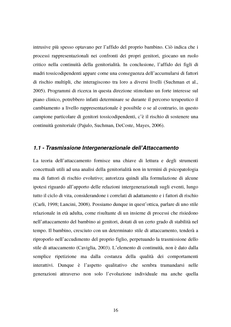 Anteprima della tesi: La genitorialità in situazioni a rischio: tossicodipendenza materna e comunità madre-bambino, Pagina 9
