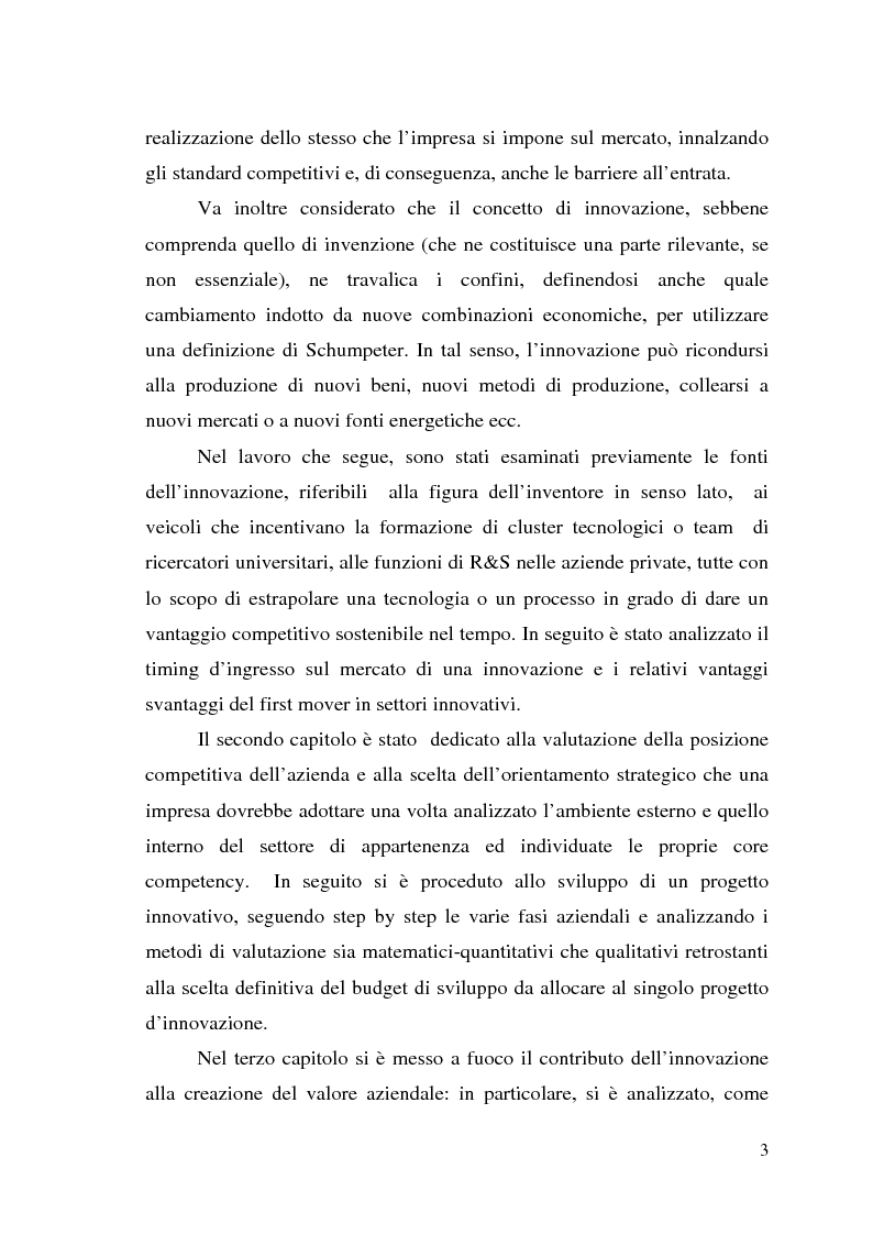Anteprima della tesi: Innovazione come fonte di vantaggio competitivo e creazione di valore: il caso aziendale Fastweb, Pagina 3