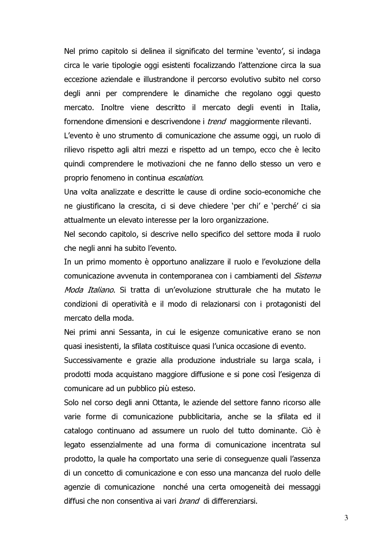 Anteprima della tesi: La progettazione di eventi per le imprese del sistema moda: il ruolo dell'agenzia di comunicazione, Pagina 4