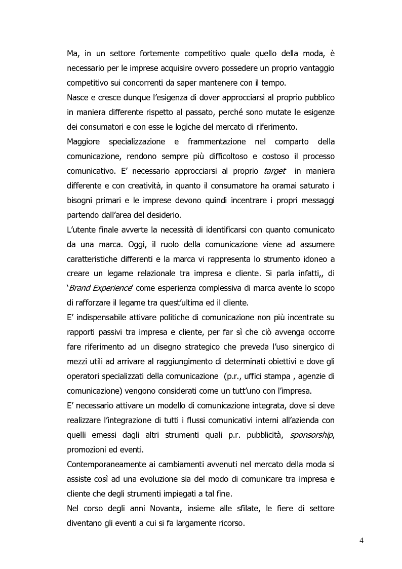 Anteprima della tesi: La progettazione di eventi per le imprese del sistema moda: il ruolo dell'agenzia di comunicazione, Pagina 5