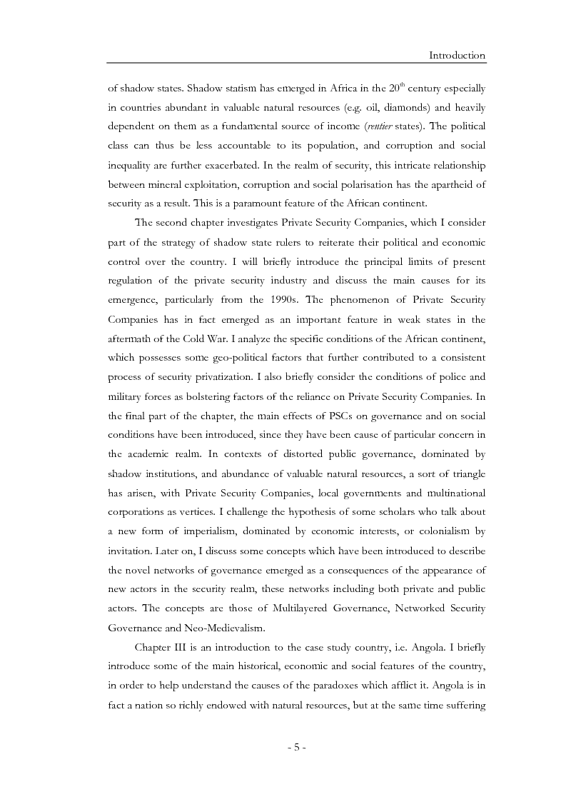Anteprima della tesi: Diamonds for Bullets, Oil for Arms: ''Shadow State'' and Private Security Companies in Angola., Pagina 6