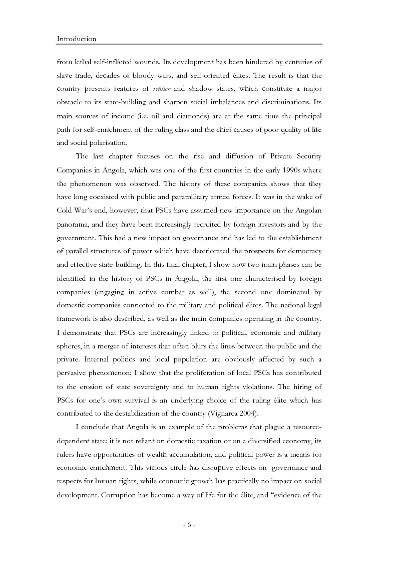 Anteprima della tesi: Diamonds for Bullets, Oil for Arms: ''Shadow State'' and Private Security Companies in Angola., Pagina 7