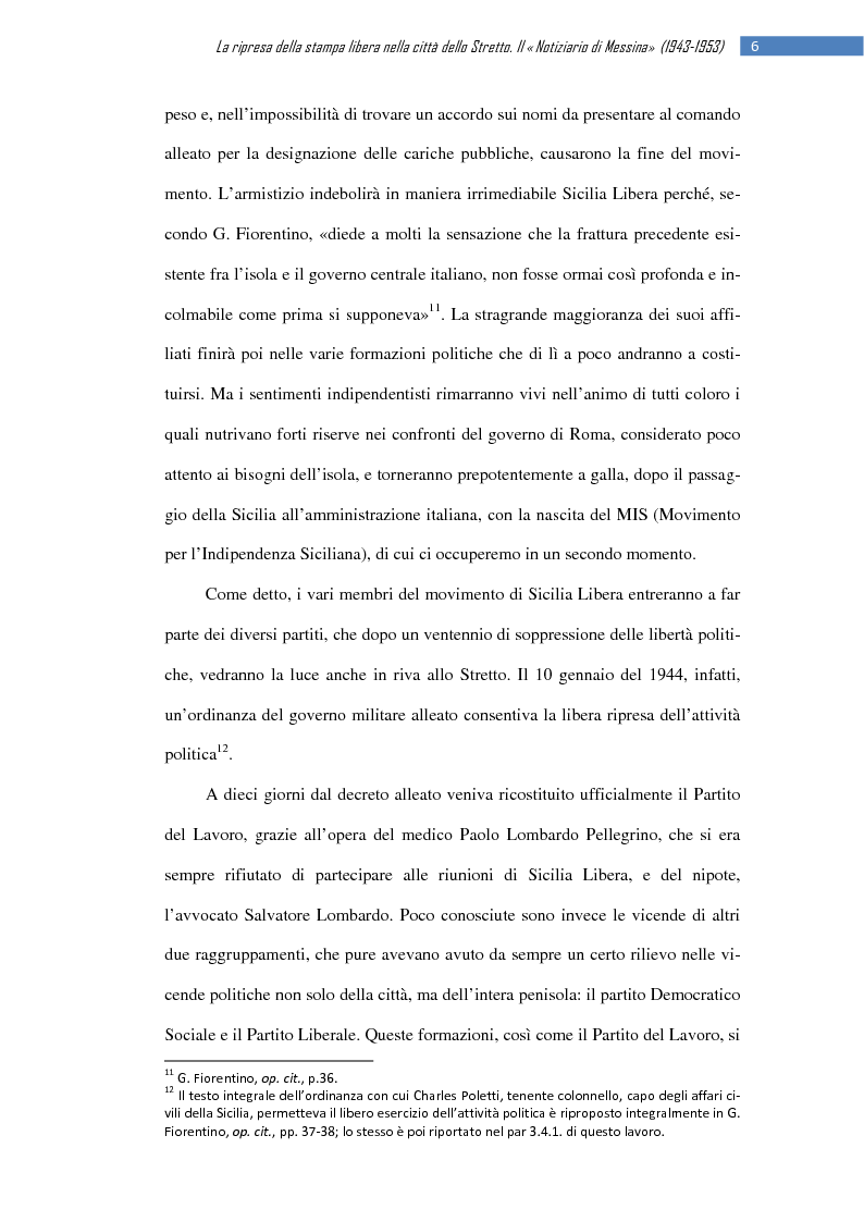Anteprima della tesi: La ripresa della stampa libera nella città dello Stretto: il «Notiziario di Messina» (1943-1953), Pagina 12