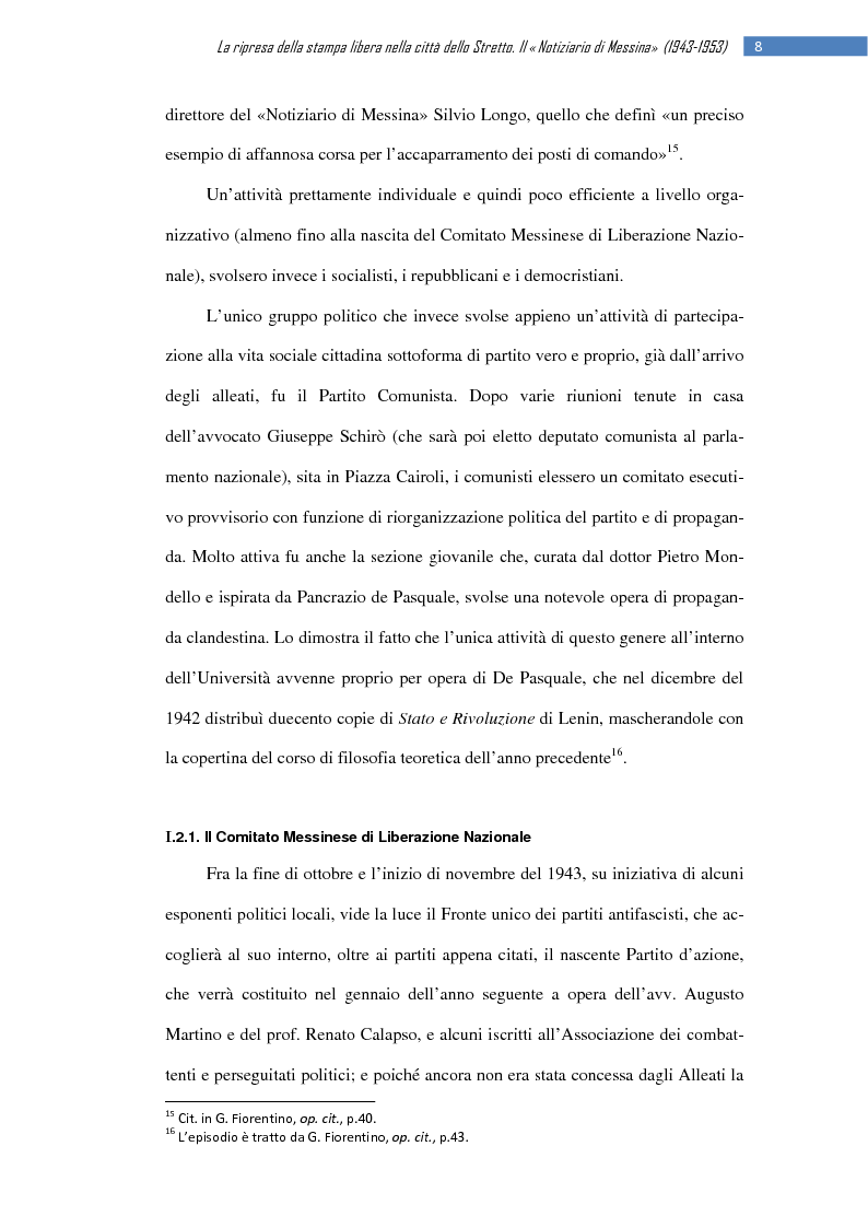 Anteprima della tesi: La ripresa della stampa libera nella città dello Stretto: il «Notiziario di Messina» (1943-1953), Pagina 14