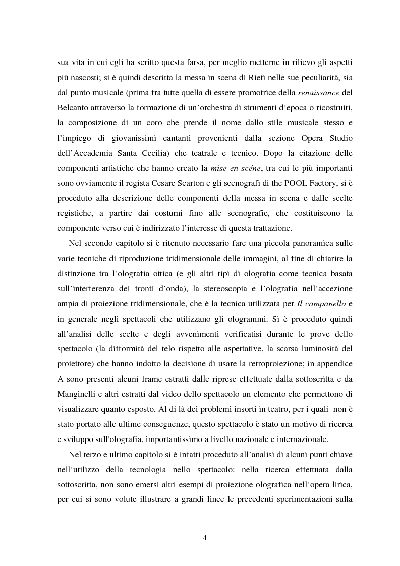 Anteprima della tesi: La messa in scena de ''Il campanello'' di Donizetti al ''Reate Festival'' di Rieti tra tradizione e tecnologie: olografia e scenografia, Pagina 3