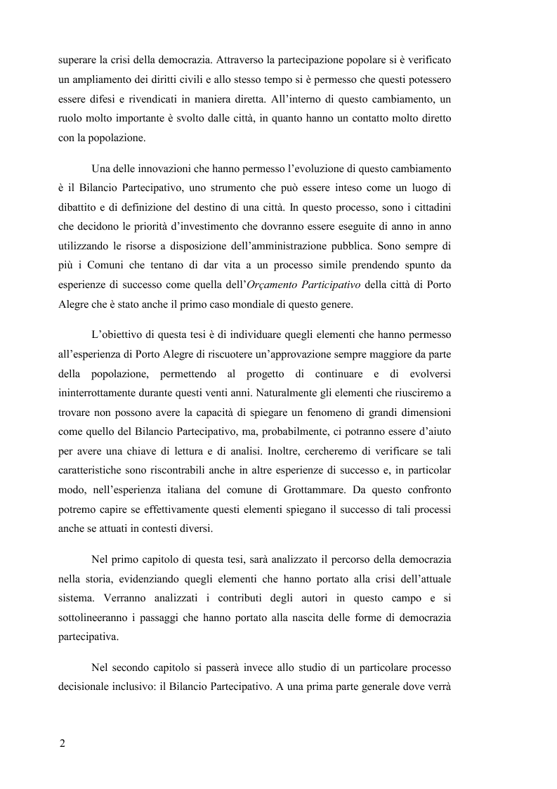 Anteprima della tesi: Il Bilancio Partecipativo. Un confronto tra le esperienze di Porto Alegre e Grottammare, Pagina 3