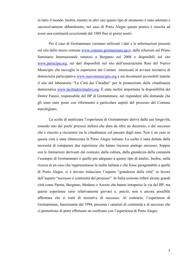Anteprima della tesi: Il Bilancio Partecipativo. Un confronto tra le esperienze di Porto Alegre e Grottammare, Pagina 6