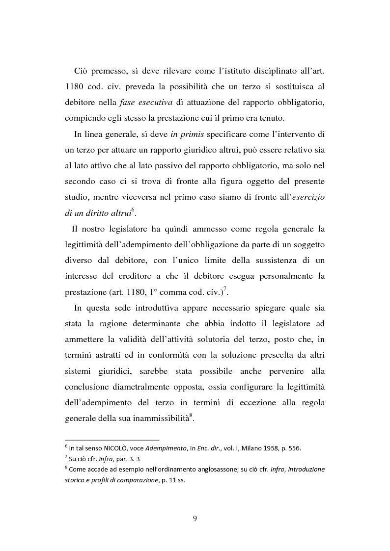 Anteprima della tesi: L'adempimento del terzo: struttura, disciplina e recupero della prestazione nella prospettiva dei rapporti trilateri, Pagina 10