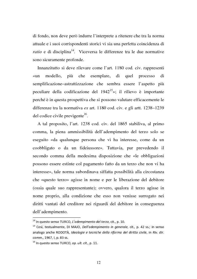 Anteprima della tesi: L'adempimento del terzo: struttura, disciplina e recupero della prestazione nella prospettiva dei rapporti trilateri, Pagina 13