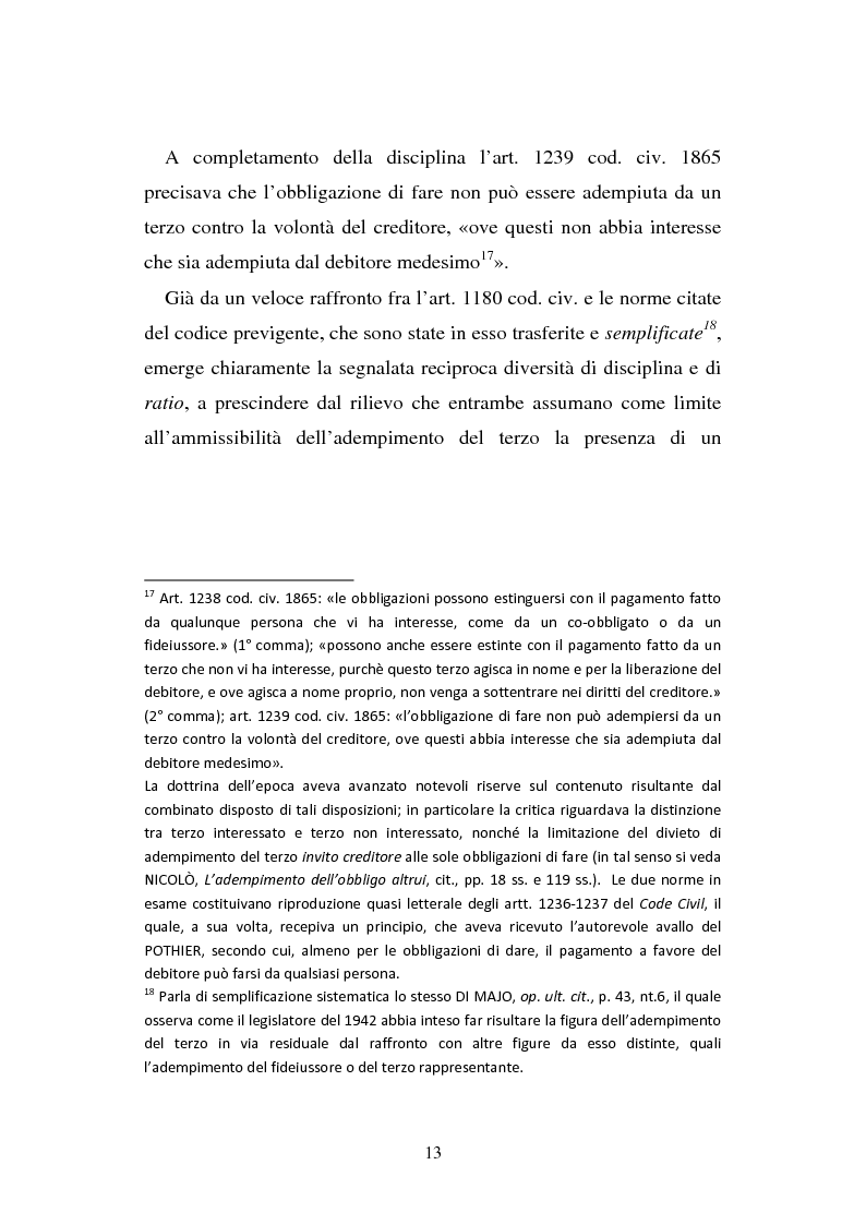 Anteprima della tesi: L'adempimento del terzo: struttura, disciplina e recupero della prestazione nella prospettiva dei rapporti trilateri, Pagina 14