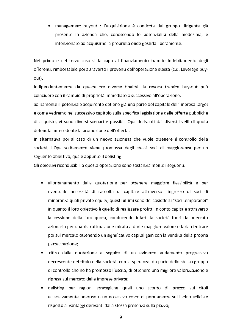 Anteprima della tesi: Il delisting in Italia: un'analisi empirica, Pagina 7
