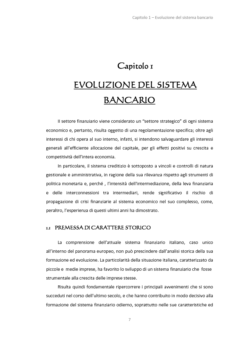 Anteprima della tesi: La gestione dei servizi bancari tra efficienza e territorialità, Pagina 4