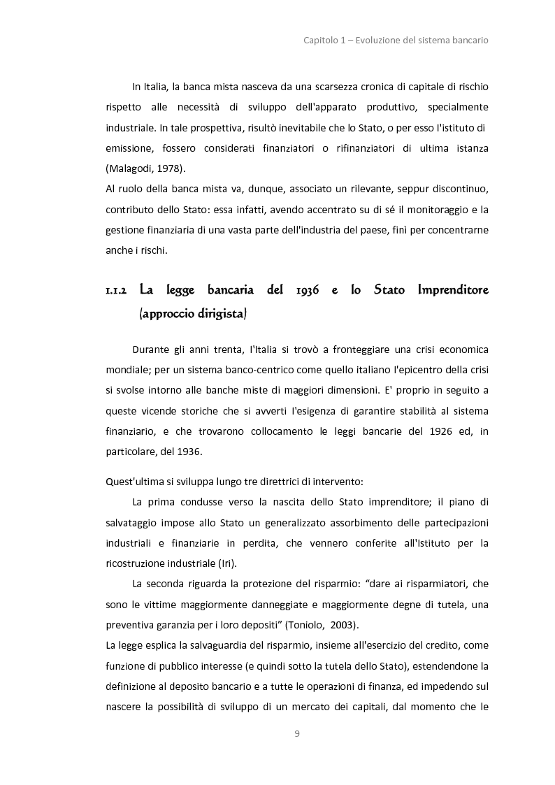 Anteprima della tesi: La gestione dei servizi bancari tra efficienza e territorialità, Pagina 6