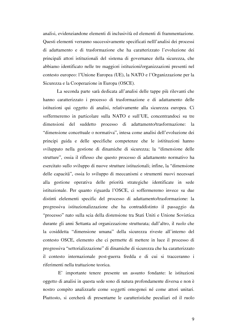 Anteprima della tesi: La gestione della sicurezza europea tra governance e frammentazione. Il ruolo delle istituzioni e il caso del Kossovo, Pagina 4