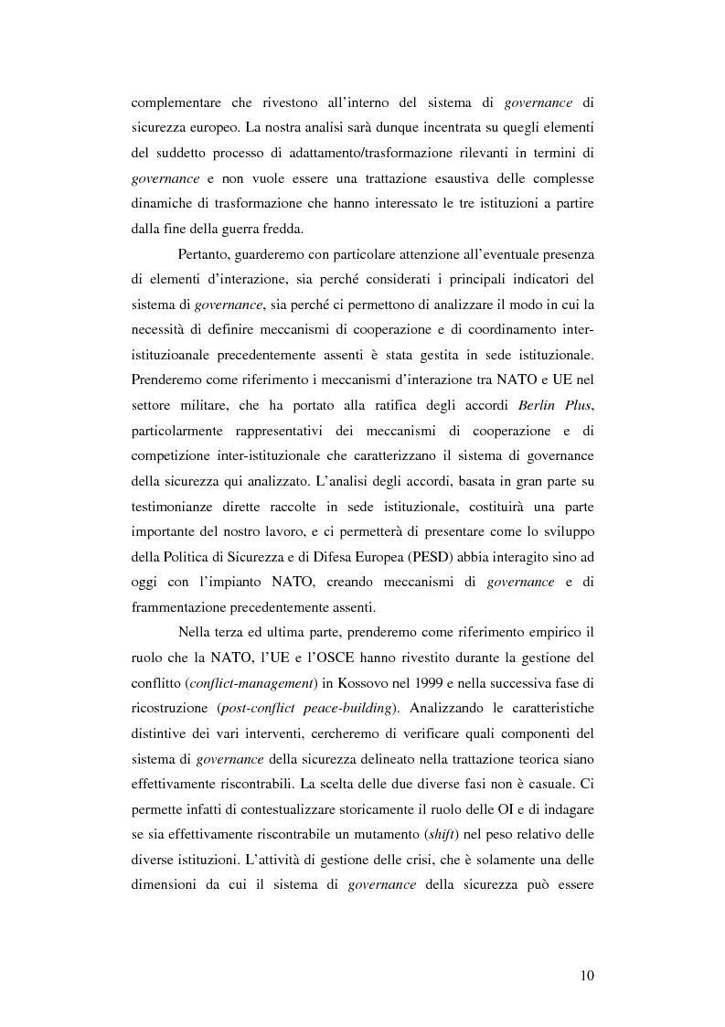Anteprima della tesi: La gestione della sicurezza europea tra governance e frammentazione. Il ruolo delle istituzioni e il caso del Kossovo, Pagina 5