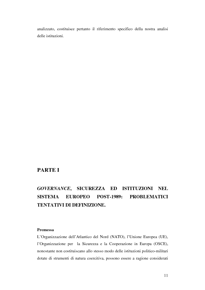Anteprima della tesi: La gestione della sicurezza europea tra governance e frammentazione. Il ruolo delle istituzioni e il caso del Kossovo, Pagina 6