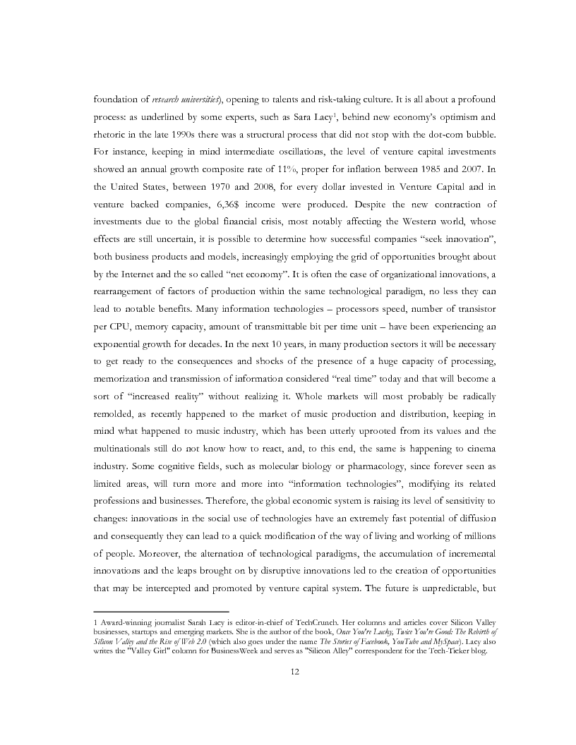 Anteprima della tesi: The evolution of Venture Capital and Private Equity Investment Models for the development: Europe, USA, and Israel Markets. ''Start Ups Boom'' starting to boostrap High Tech in the Universities, Pagina 3