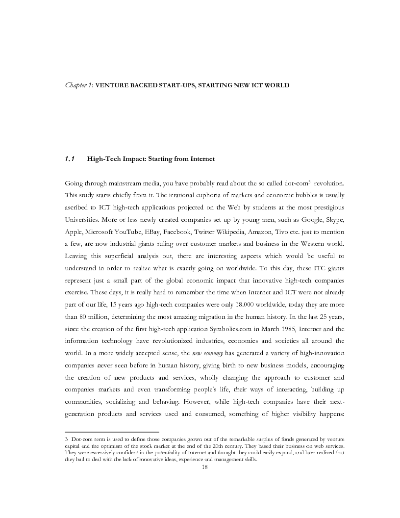 Anteprima della tesi: The evolution of Venture Capital and Private Equity Investment Models for the development: Europe, USA, and Israel Markets. ''Start Ups Boom'' starting to boostrap High Tech in the Universities, Pagina 9