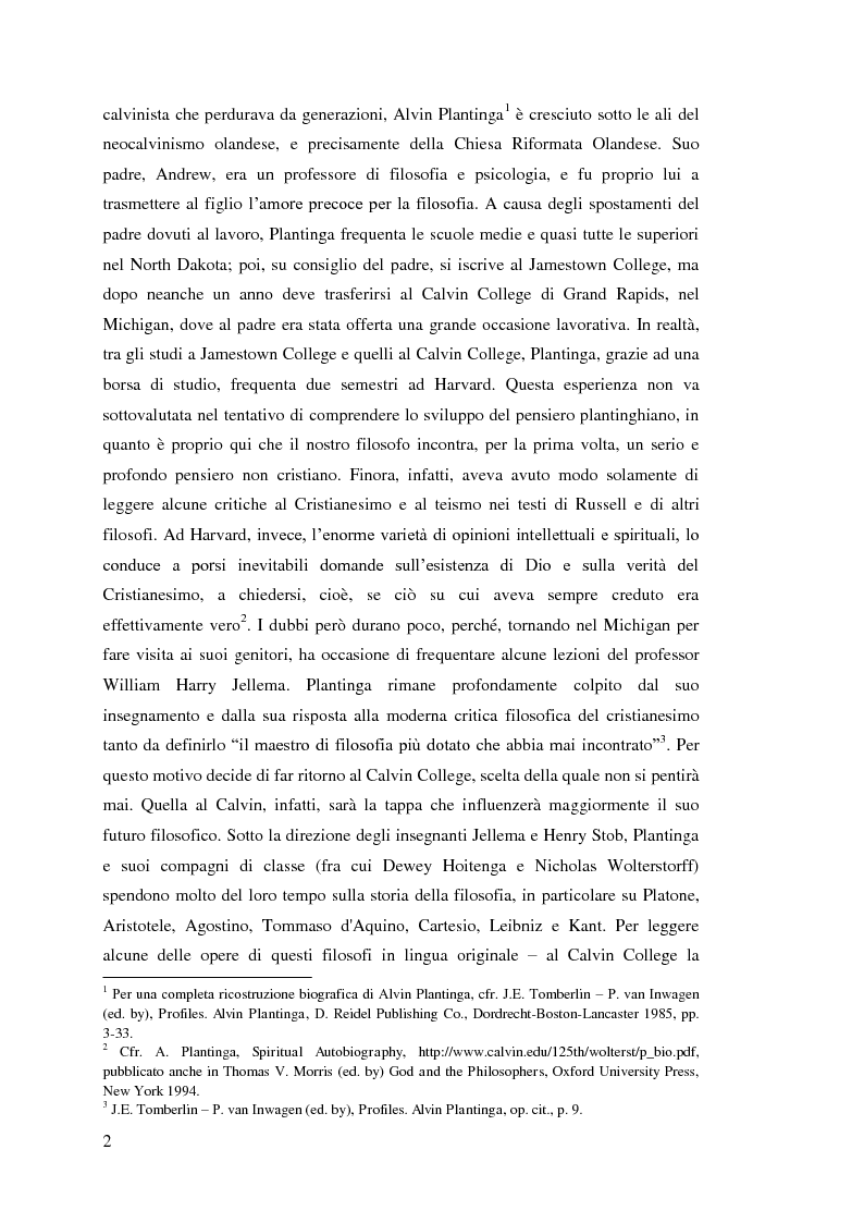 Anteprima della tesi: Alvin Plantinga: Epistemologia Riformata e Teismo, Pagina 3