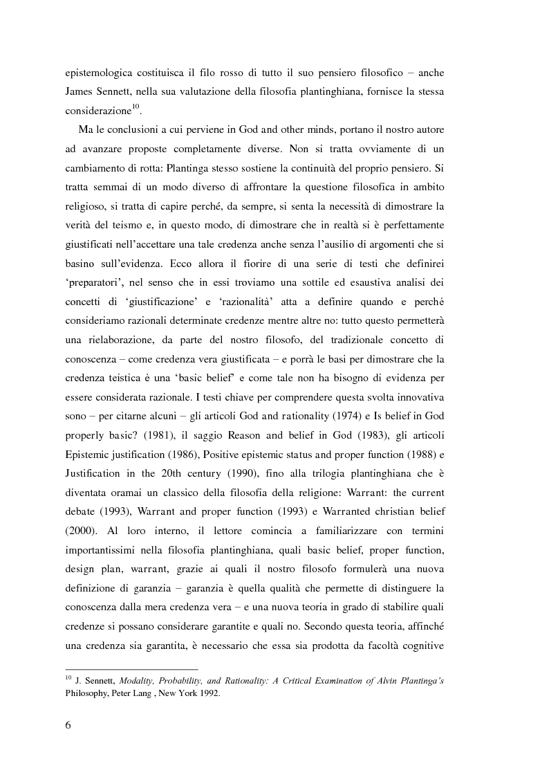 Anteprima della tesi: Alvin Plantinga: Epistemologia Riformata e Teismo, Pagina 7