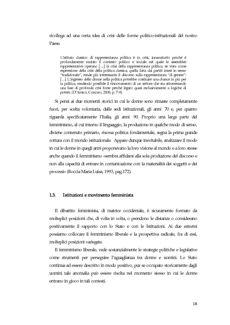 Anteprima della tesi: La comunicazione mediatica delle donne in politica: quali spazi e quali linguaggi, Pagina 14
