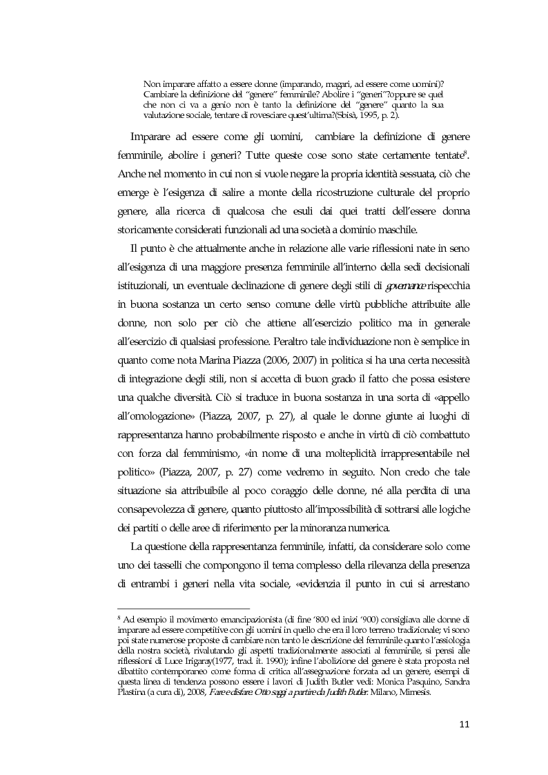 Anteprima della tesi: La comunicazione mediatica delle donne in politica: quali spazi e quali linguaggi, Pagina 7