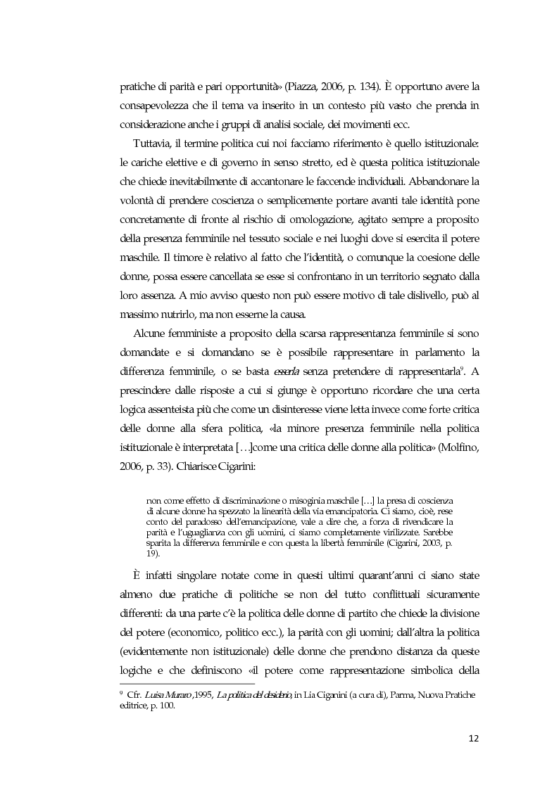 Anteprima della tesi: La comunicazione mediatica delle donne in politica: quali spazi e quali linguaggi, Pagina 8