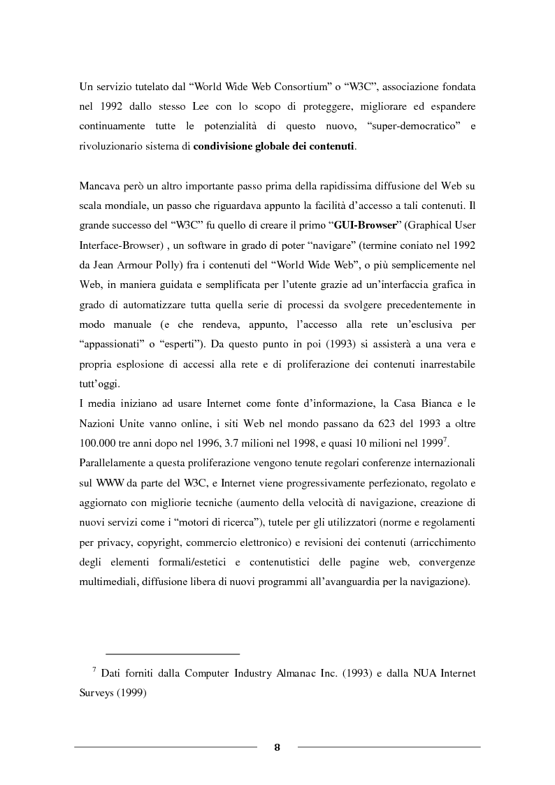 Anteprima della tesi: La Condivisione Globale: Web 2.0, Social Networks, “Faceboom”, Censure e Ipotesi sul futuro della rete., Pagina 7