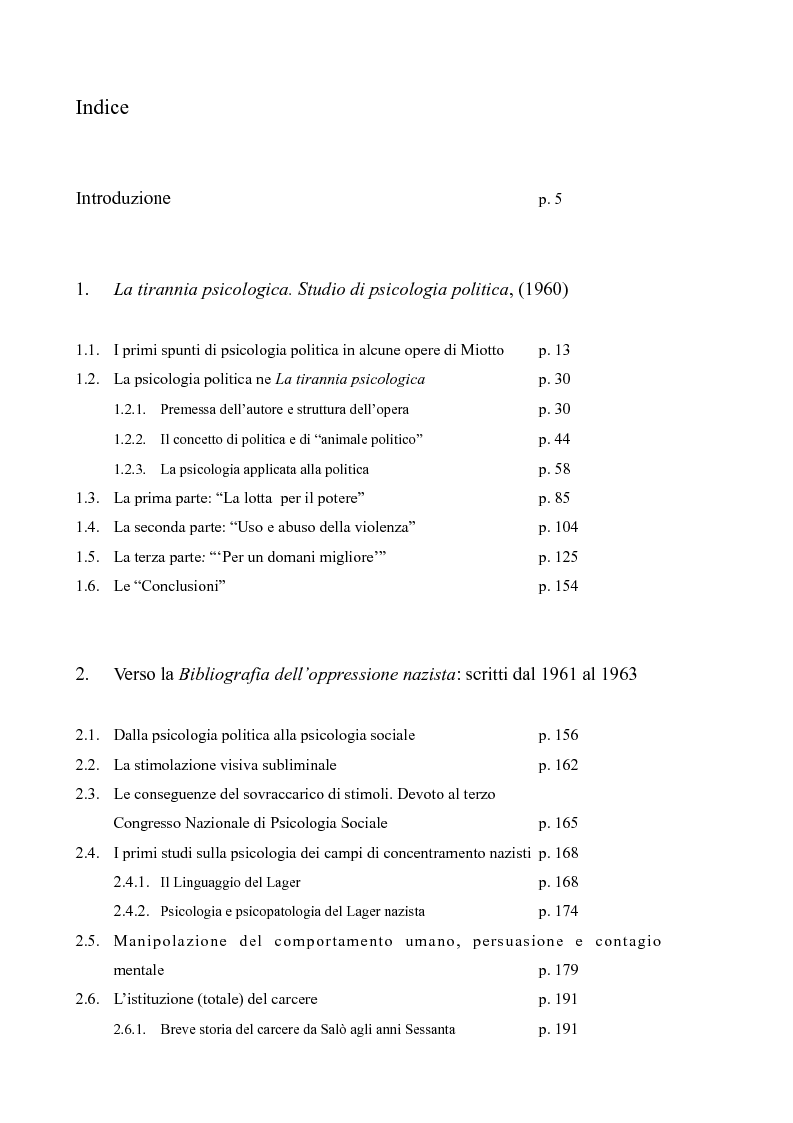 Indice della tesi: Psicologia politica e psicologia sociale in Andrea Devoto (1927-1994), Pagina 1