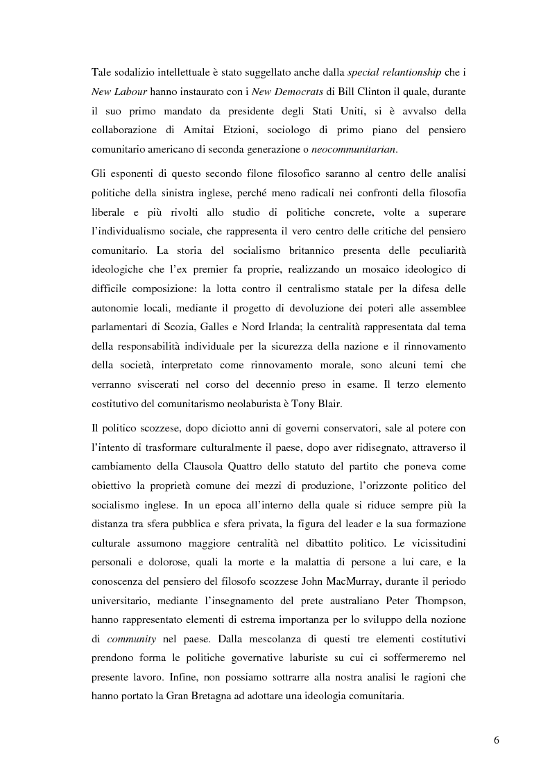 Anteprima della tesi: La nascita e lo sviluppo del comunitarismo politico nella Gran Bretagna del New Labour, Pagina 3