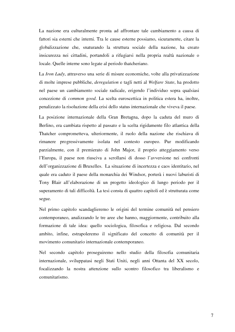 Anteprima della tesi: La nascita e lo sviluppo del comunitarismo politico nella Gran Bretagna del New Labour, Pagina 4