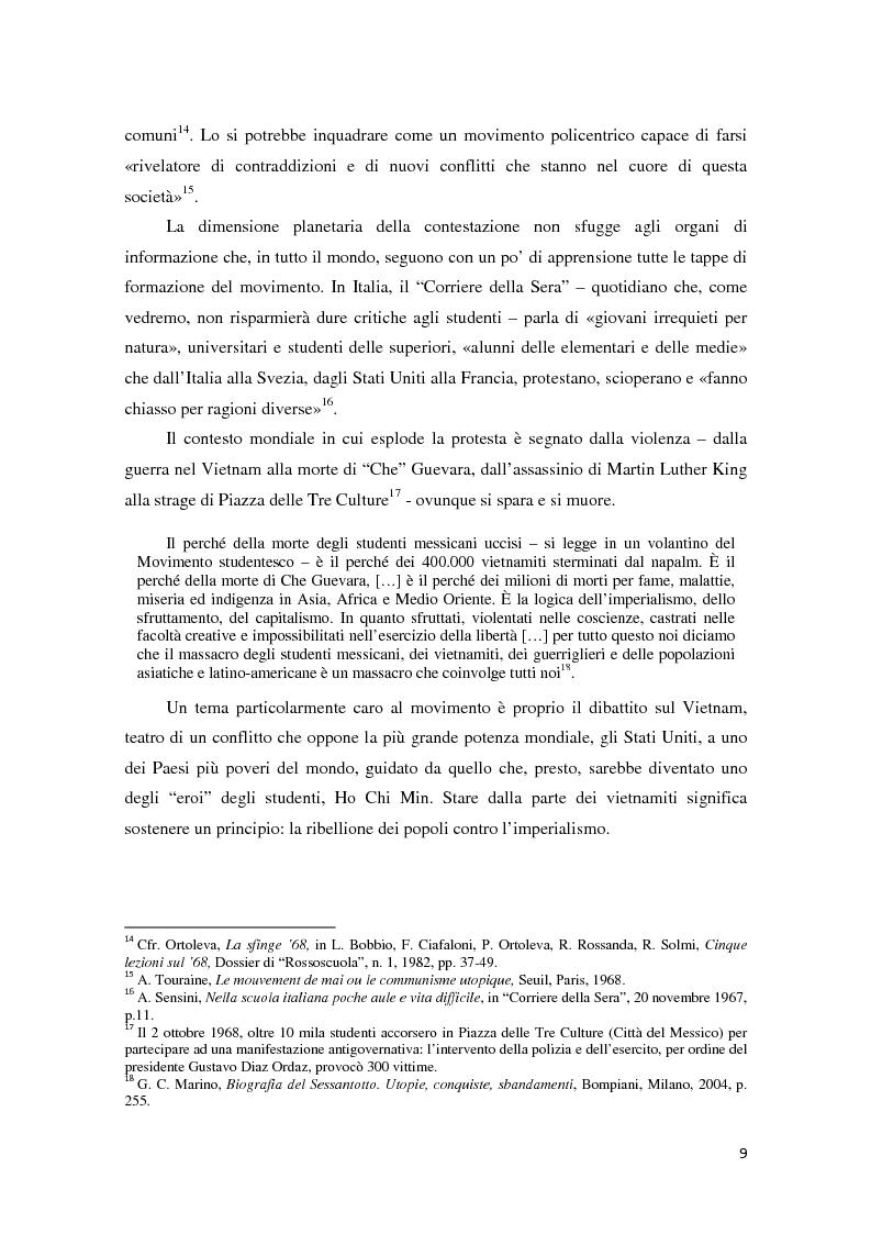 Anteprima della tesi: Contestazione studentesca e opinione pubblica tra il 1968 e il 1977, Pagina 4