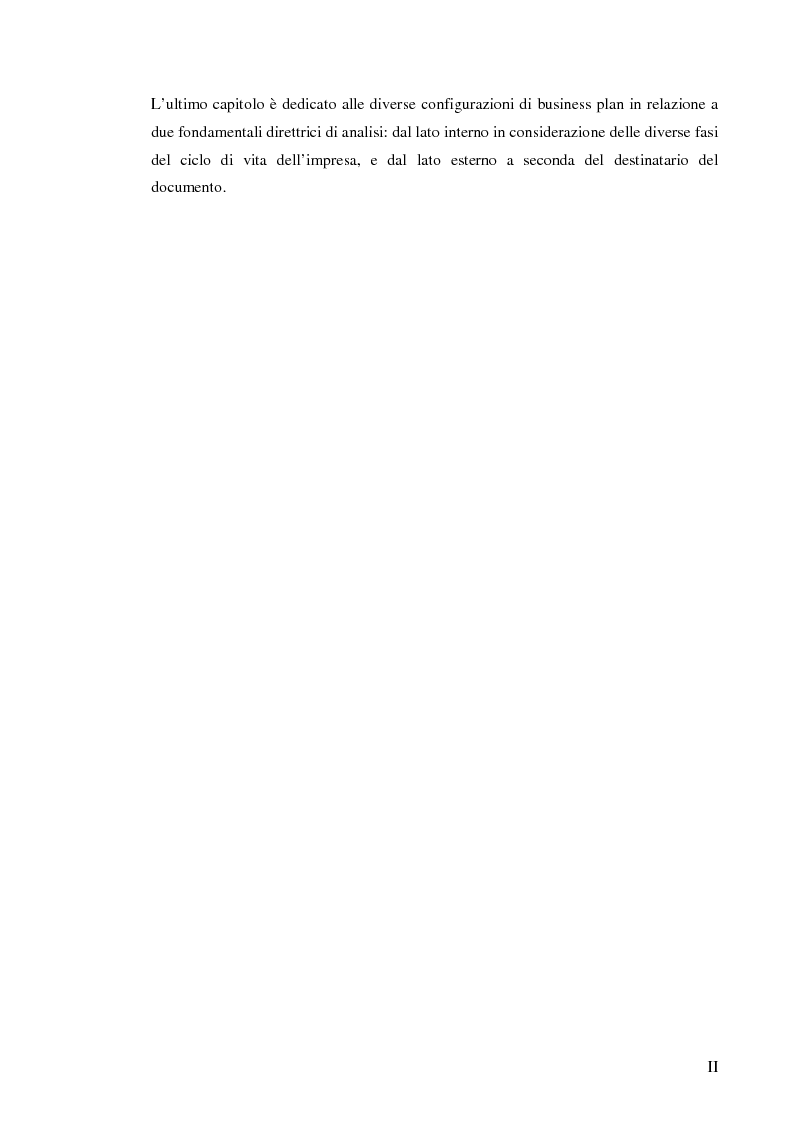 Anteprima della tesi: Il business plan. Finalità, struttura e ambiti applicativi., Pagina 3