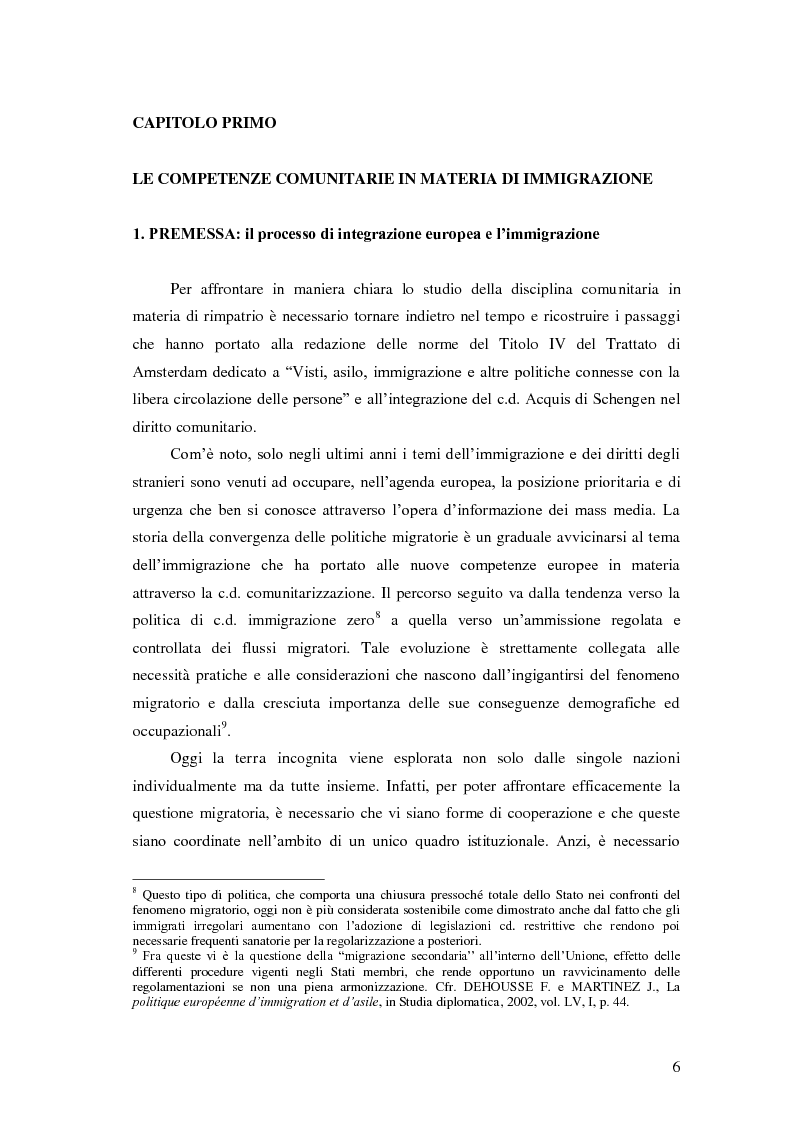 Anteprima della tesi: La Direttiva Rimpatri: Test case della procedura di codecisione in materia di immigrazione, Pagina 7