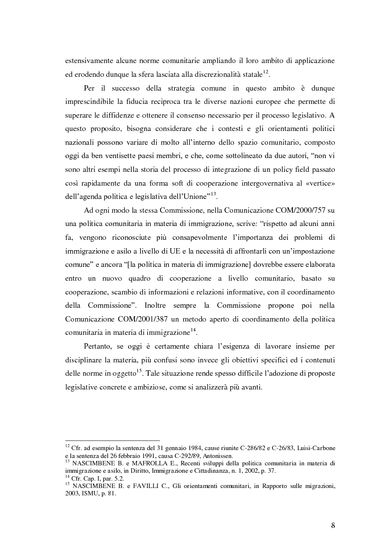 Anteprima della tesi: La Direttiva Rimpatri: Test case della procedura di codecisione in materia di immigrazione, Pagina 9