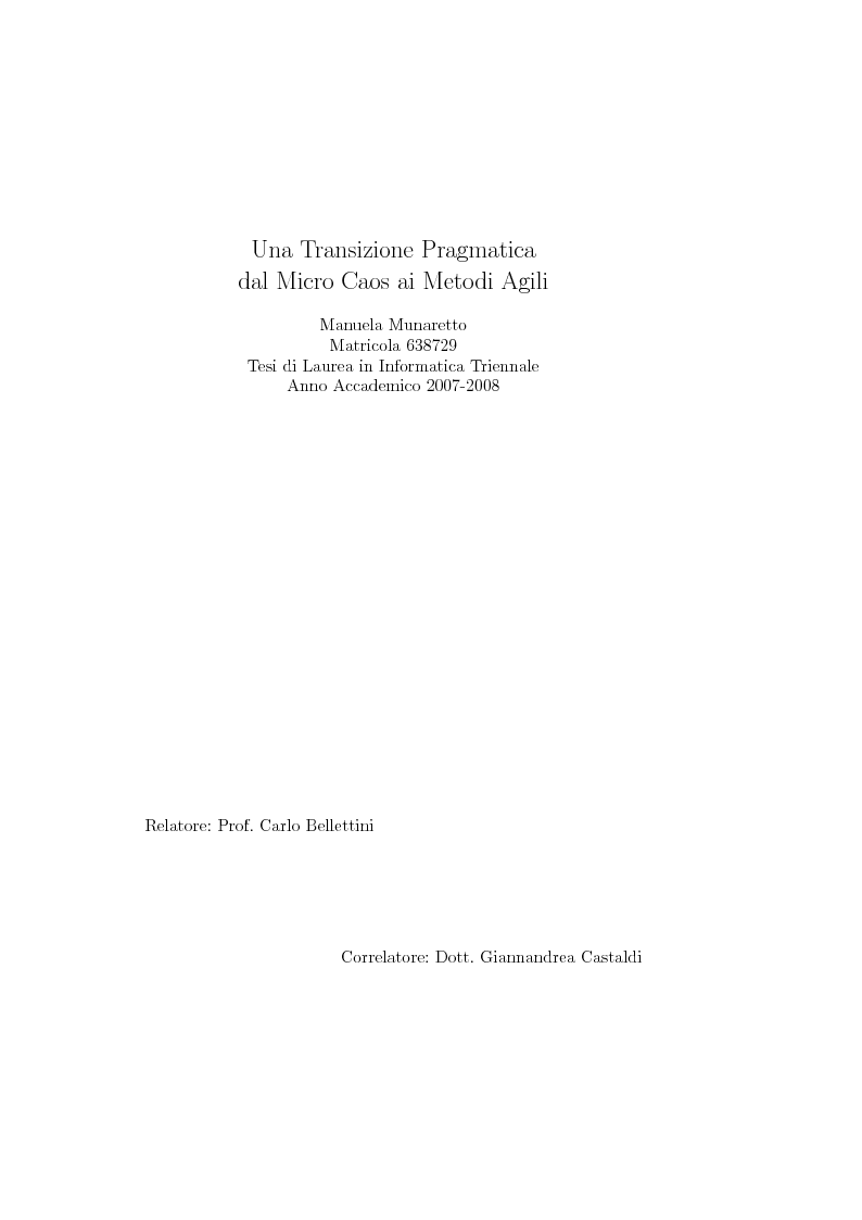 Anteprima della tesi: Una transizione pragmatica dal micro caos ai metodi agili, Pagina 1