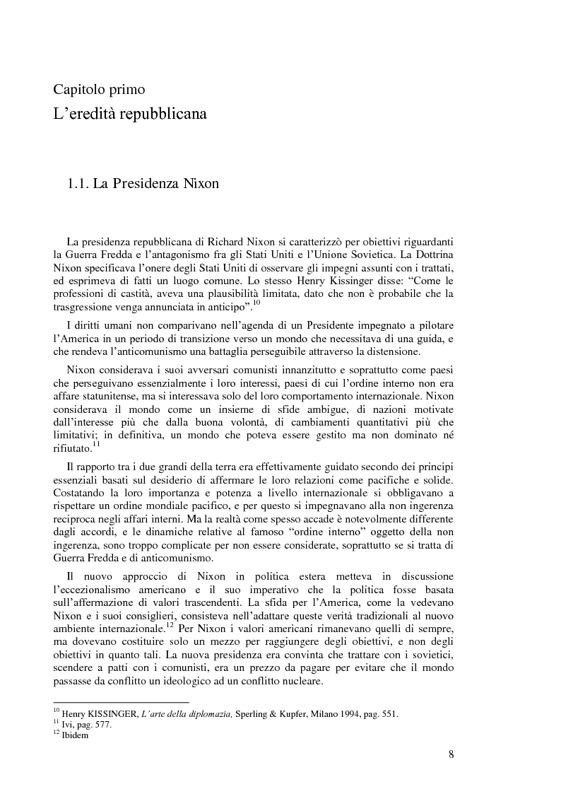 Anteprima della tesi: Politica estera degli Stati Uniti in tema di diritti umani da Nixon a Carter, Pagina 6