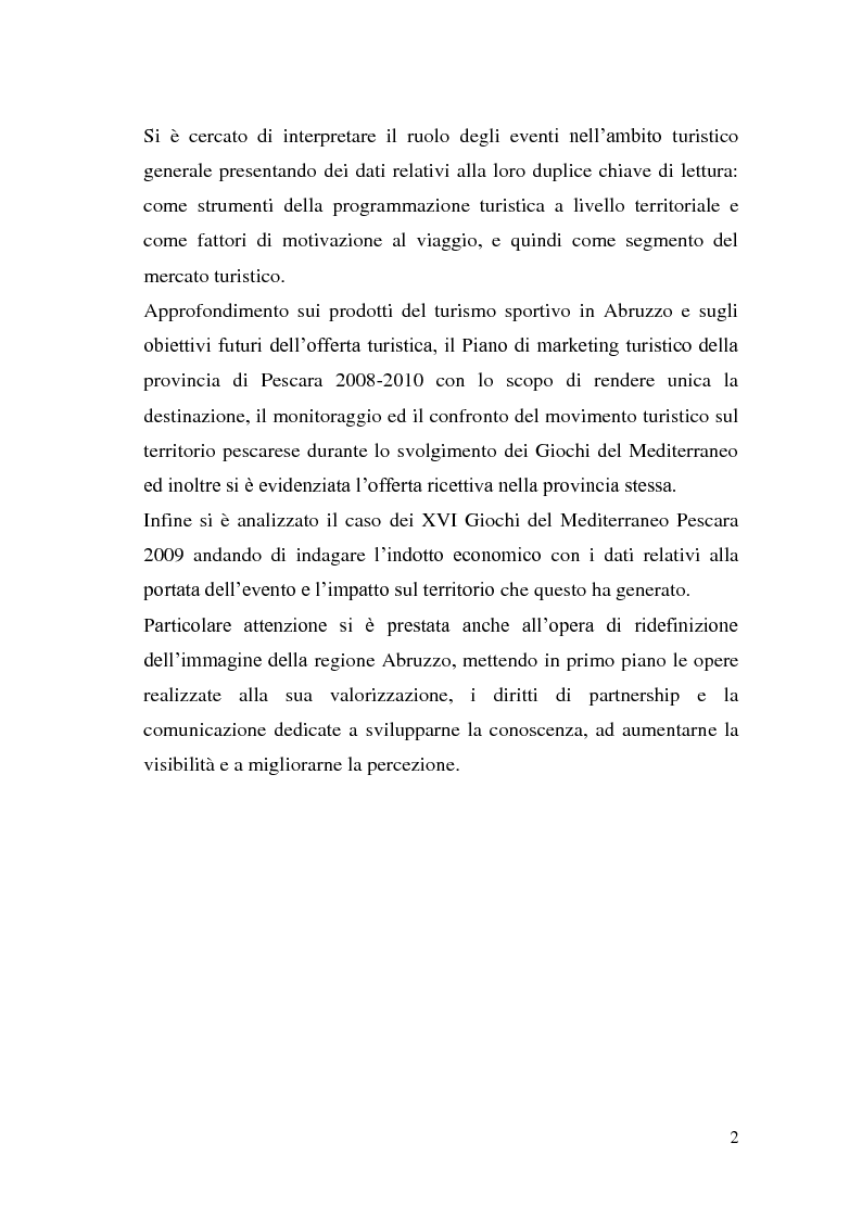 Anteprima della tesi: Marketing degli eventi e sviluppo territoriale: il caso ''Giochi del Mediterraneo Pescara 2009'', Pagina 3