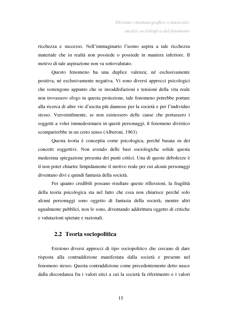 Anteprima della tesi: Divismo cinematografico e musicale: analisi sociologica del fenomeno, Pagina 12