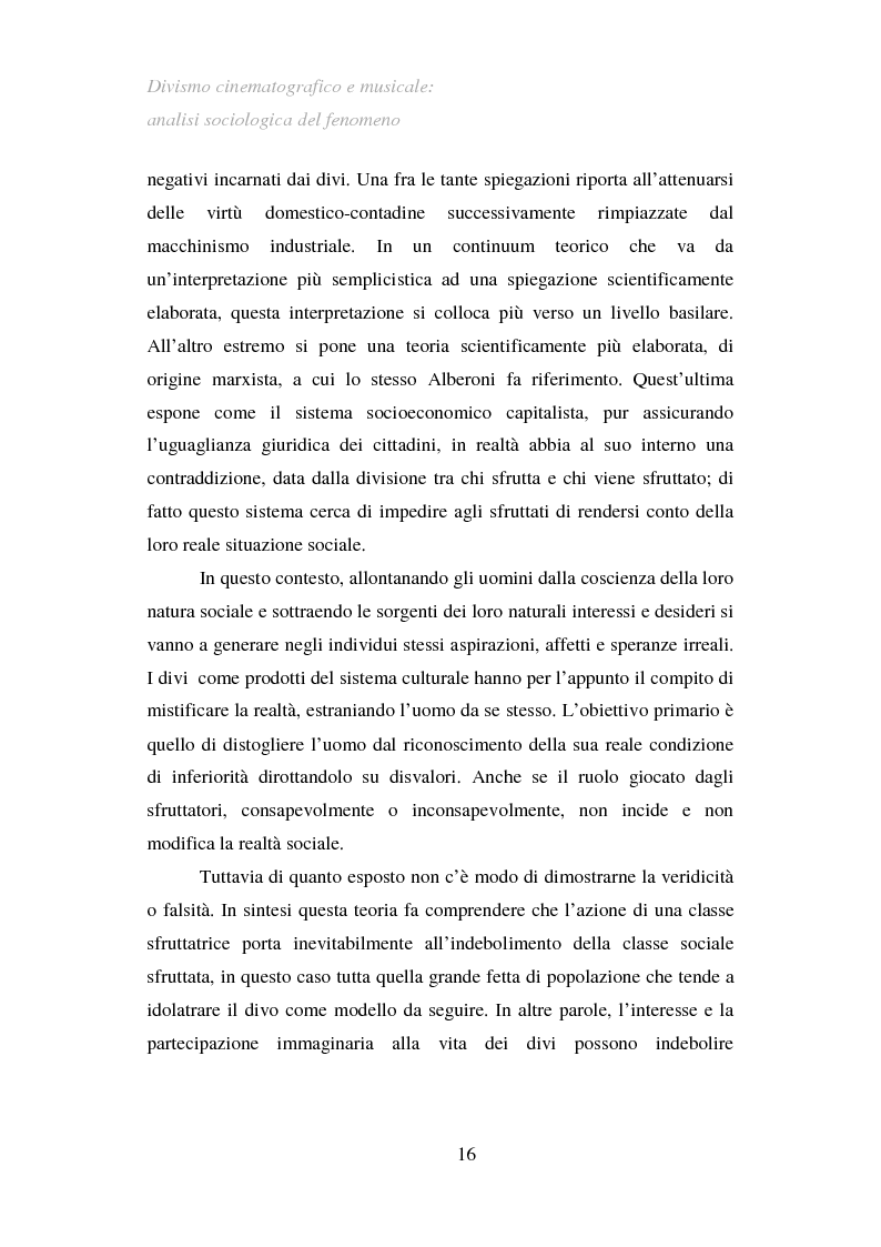 Anteprima della tesi: Divismo cinematografico e musicale: analisi sociologica del fenomeno, Pagina 13
