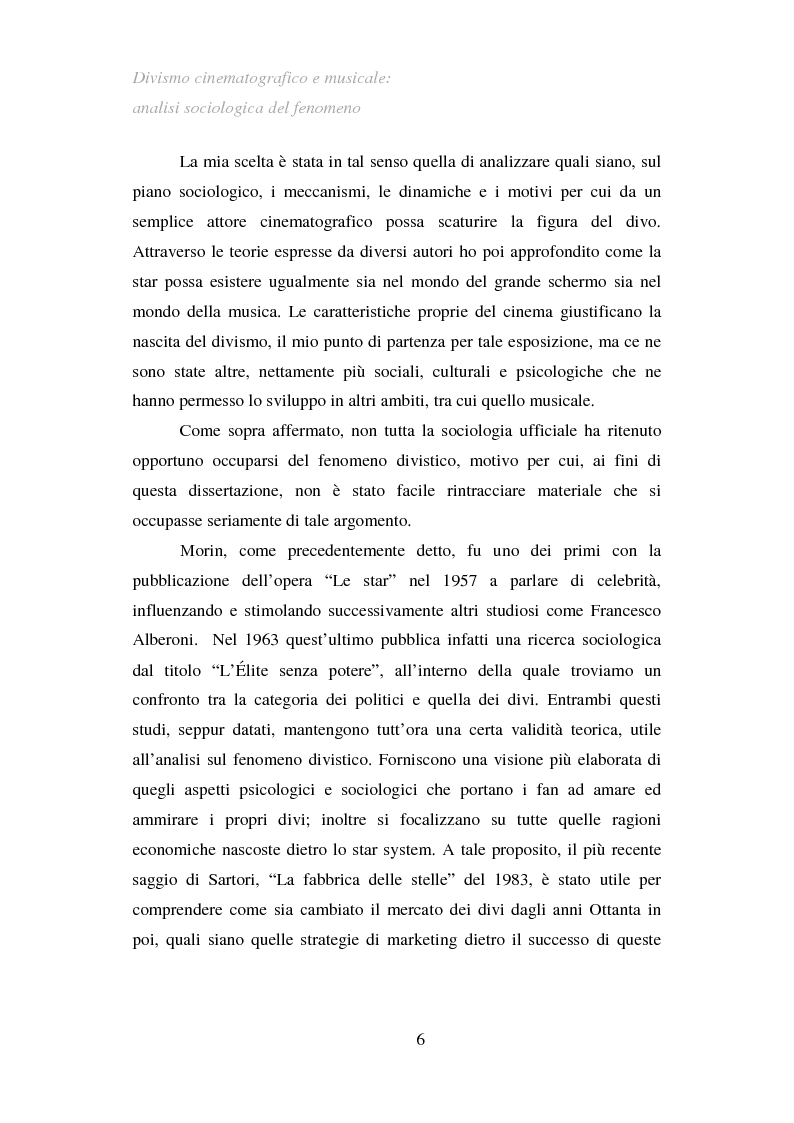 Anteprima della tesi: Divismo cinematografico e musicale: analisi sociologica del fenomeno, Pagina 3