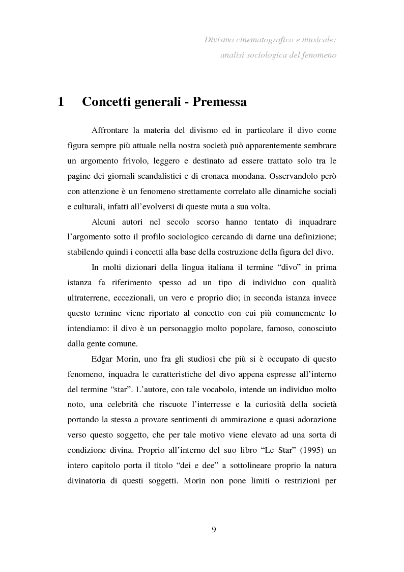 Anteprima della tesi: Divismo cinematografico e musicale: analisi sociologica del fenomeno, Pagina 6