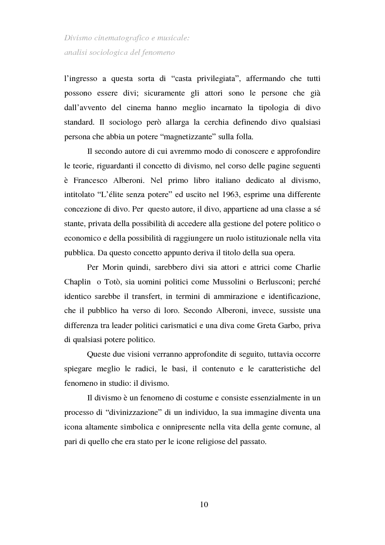 Anteprima della tesi: Divismo cinematografico e musicale: analisi sociologica del fenomeno, Pagina 7