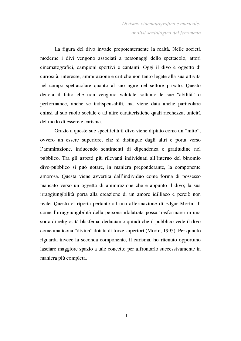Anteprima della tesi: Divismo cinematografico e musicale: analisi sociologica del fenomeno, Pagina 8