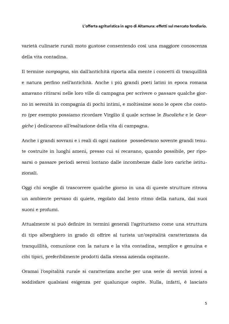 Anteprima della tesi: L'offerta agrituristica in agro di Altamura: effetti sul mercato fondiario, Pagina 3