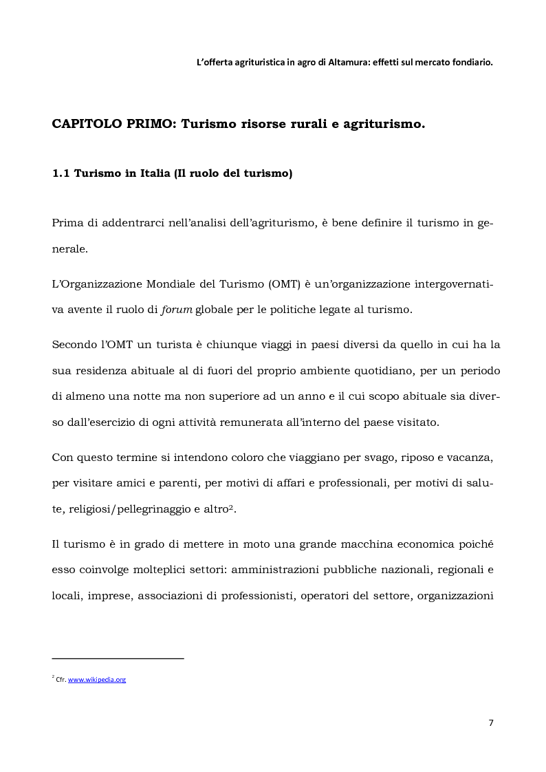Anteprima della tesi: L'offerta agrituristica in agro di Altamura: effetti sul mercato fondiario, Pagina 5