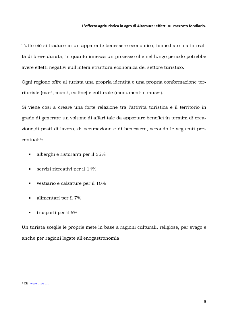 Anteprima della tesi: L'offerta agrituristica in agro di Altamura: effetti sul mercato fondiario, Pagina 7