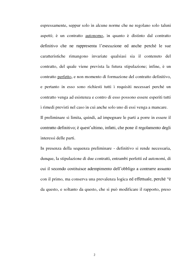 Anteprima della tesi: Promessa di vendita per persona da nominare e clausola di cessione del contratto e/o a favore del terzo, Pagina 3