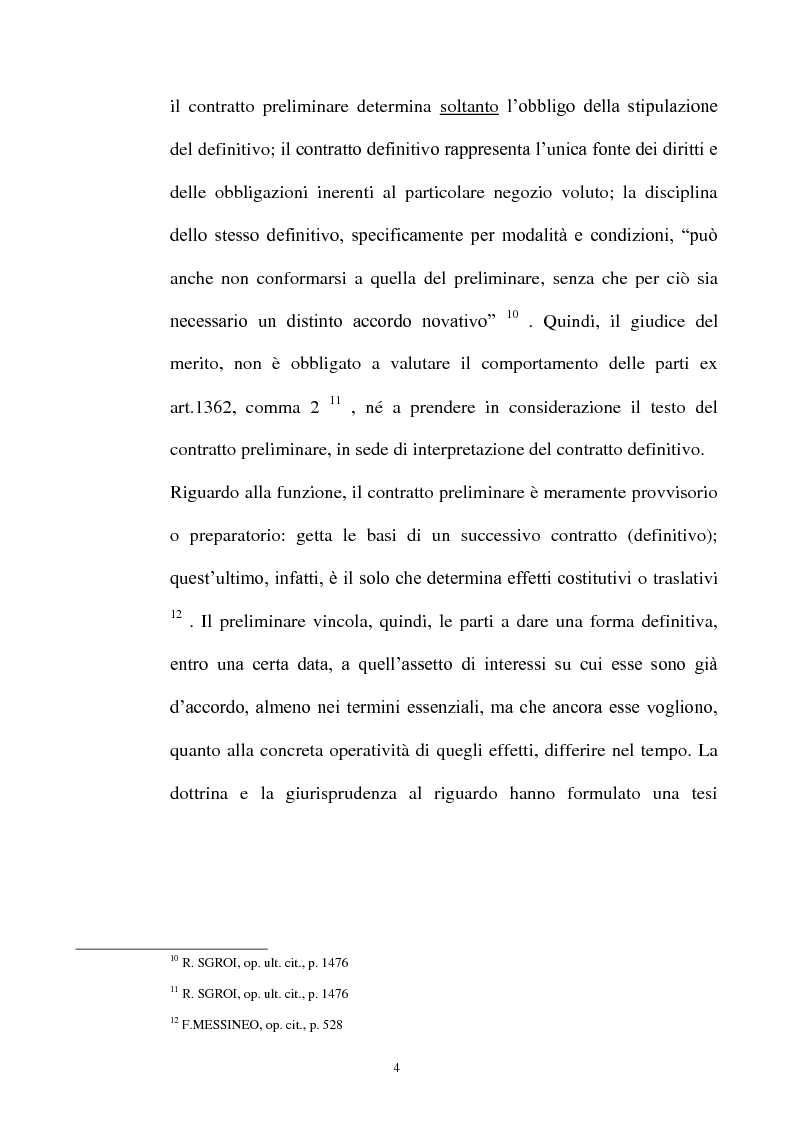 Anteprima della tesi: Promessa di vendita per persona da nominare e clausola di cessione del contratto e/o a favore del terzo, Pagina 5